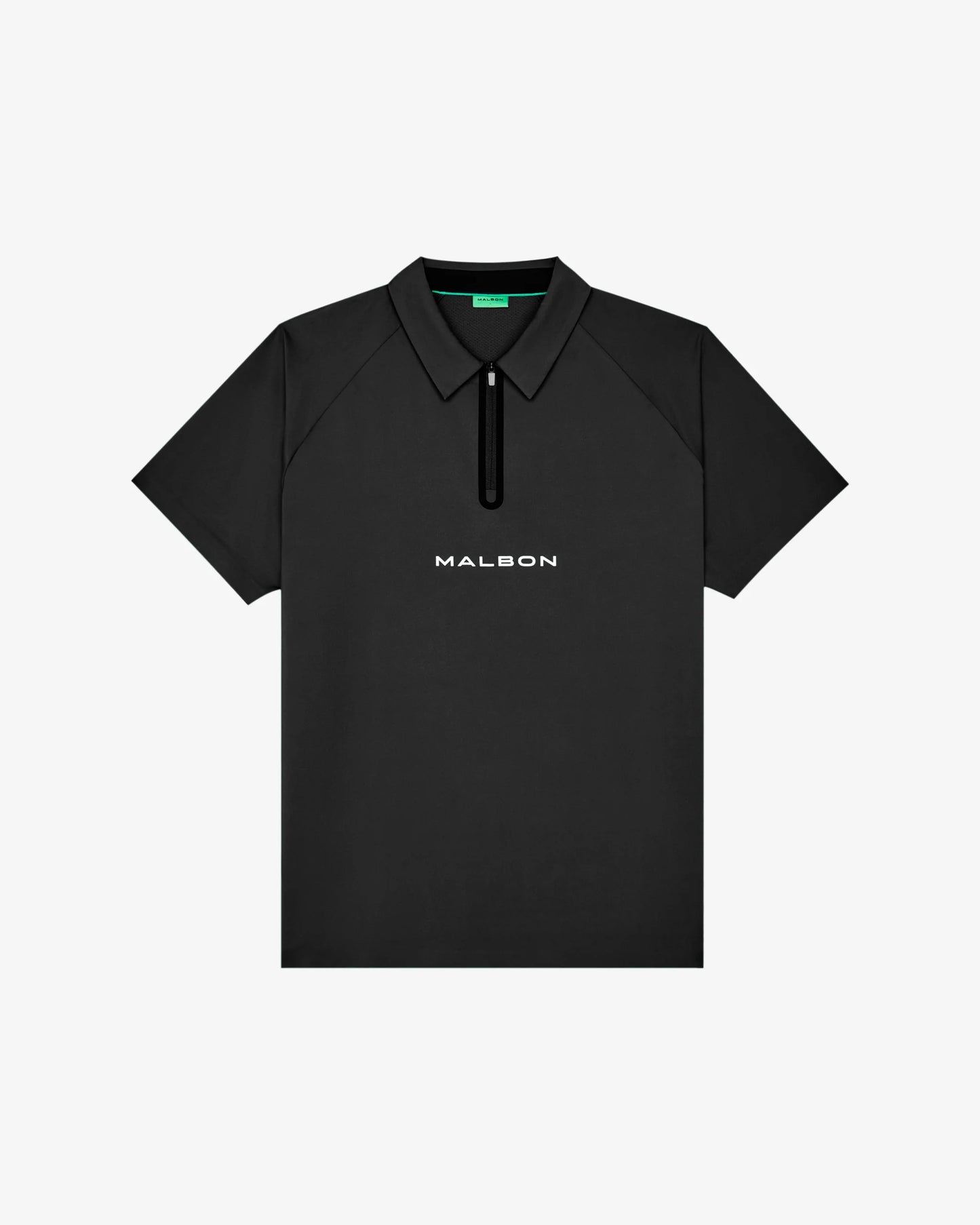 Malbon "Performance Zip Raglan Polo" Mens - Black