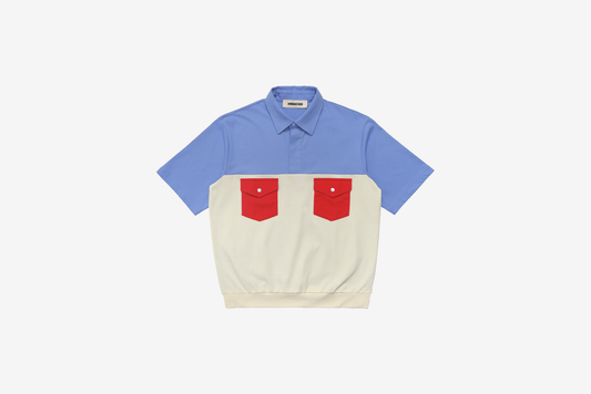 Metalwood "Color Block Western Polo"  M - Hydrangea