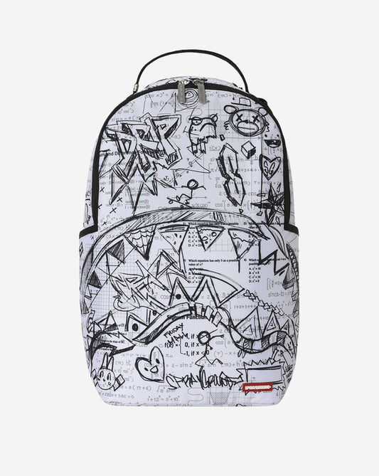 Sprayground "Doodles Over Math Homework" Backpack - White