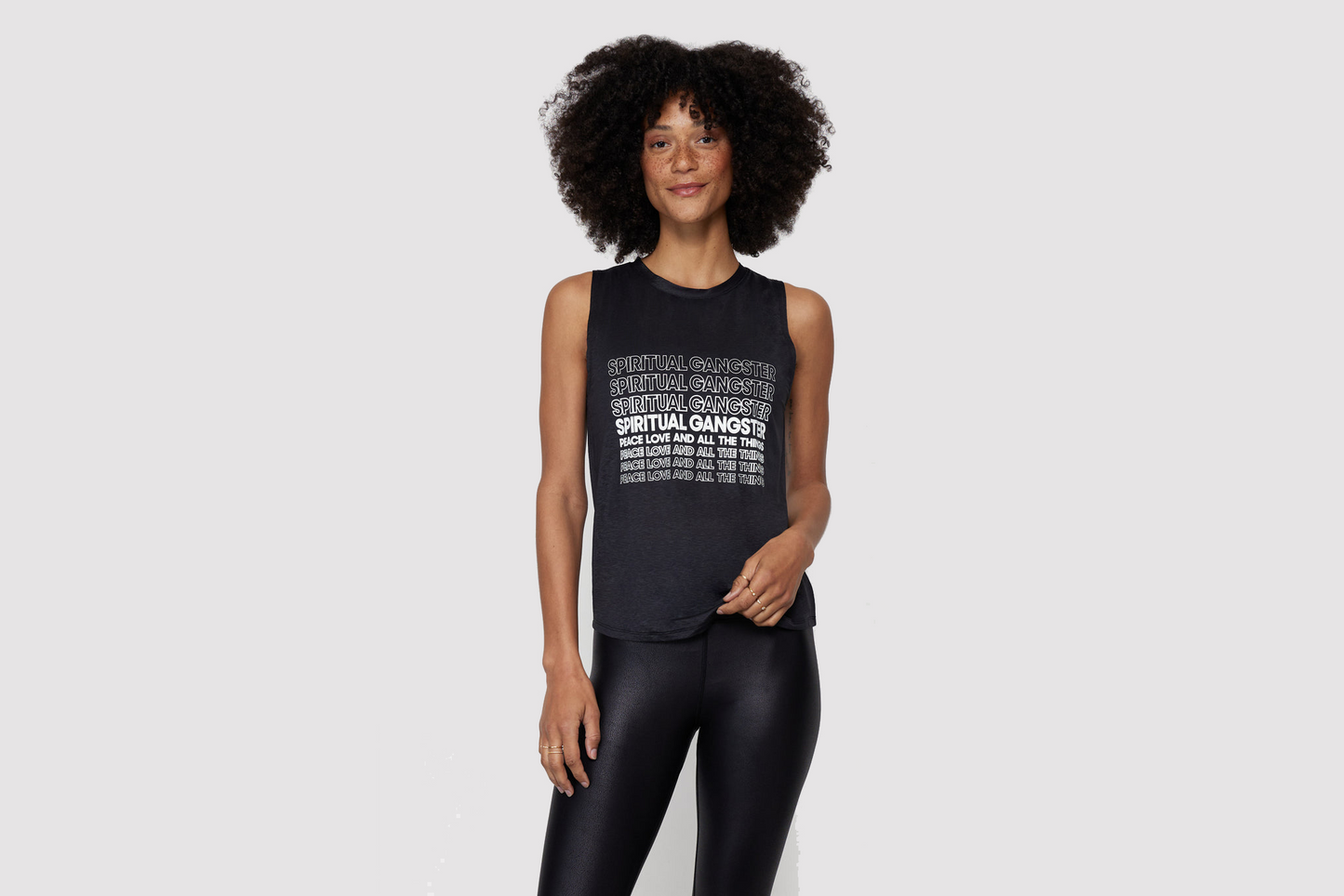 Spiritual Gangster "All Things Active Muscle Tank" W - Black / White