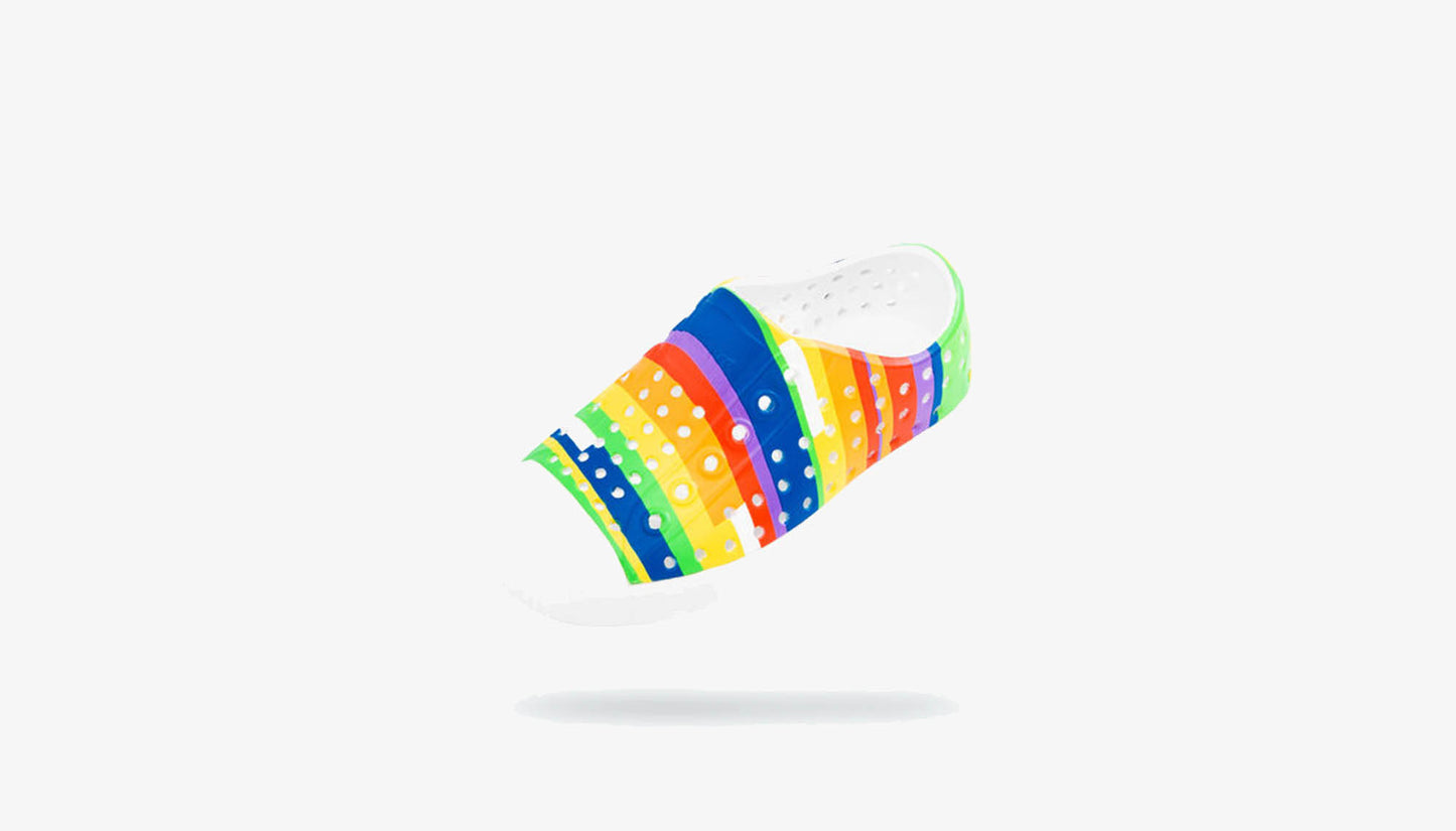 Native "Jefferson" K - Shell White / Rainbow Multi Stripes