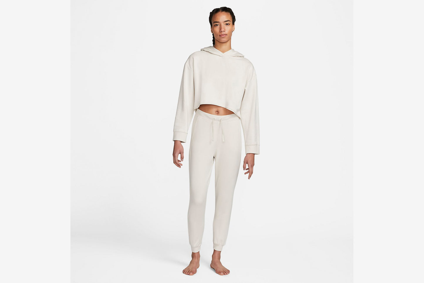 Nike "Yoga Luxe Cropped Fleece Hoodie" W - Light Orewood Brown/Grey Fog