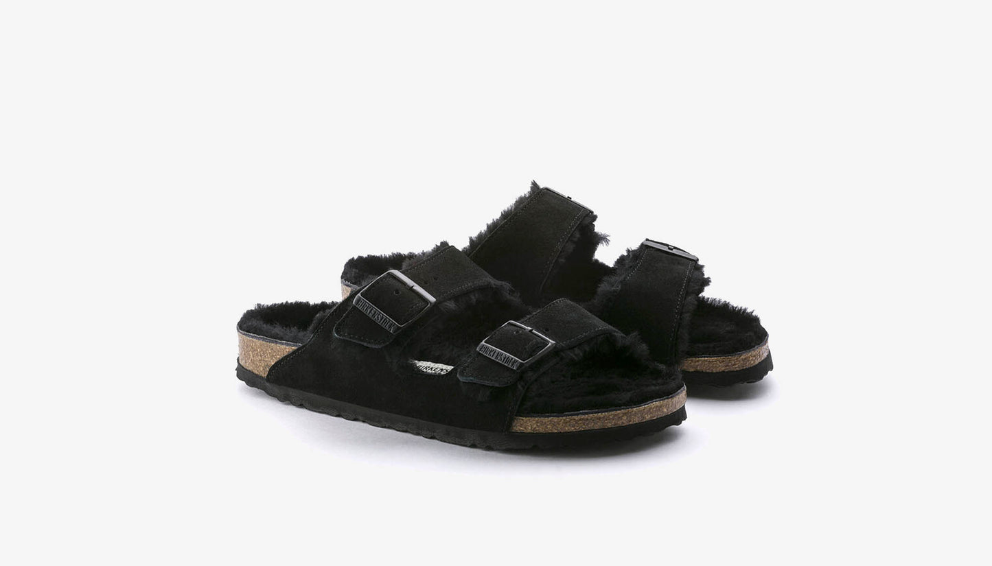 Birkenstock "Arizona Shearling" W - Black (Narrow Fit)