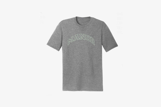 Manor "Collegiate Font" T-Shirt M - Heather Grey / Seafoam