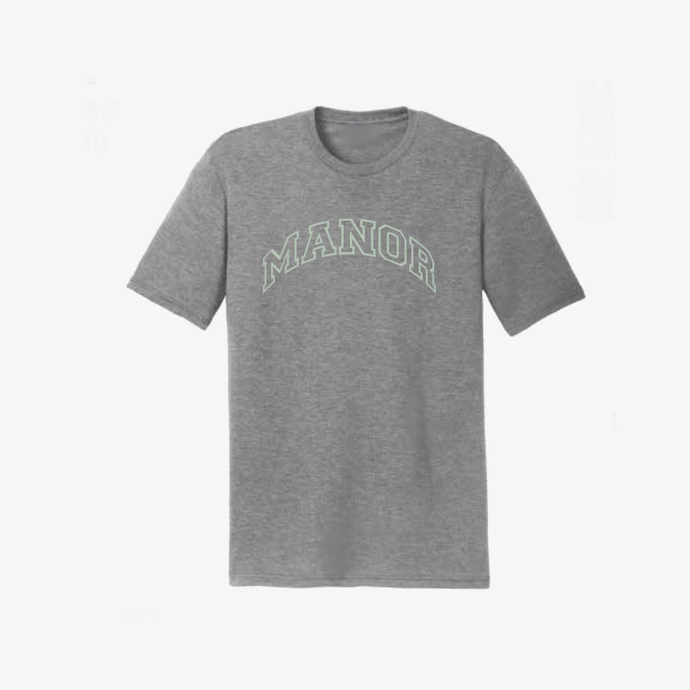 Manor "Collegiate Font" T-Shirt M - Heather Grey / Seafoam