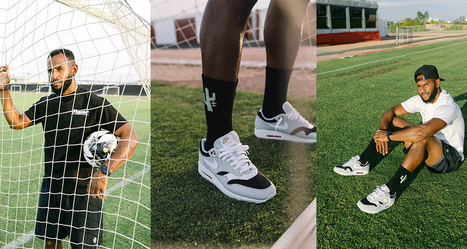 Phoenix Rising Captain Darnell King in the Nike Air Max 1 'Urawa'