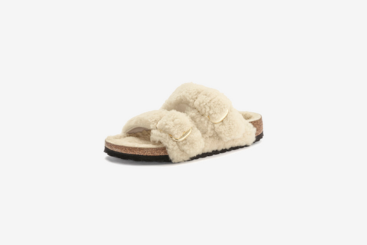 Birkenstock "Arizona Big Buckle Teddy Rivet Logo" W - Eggshell