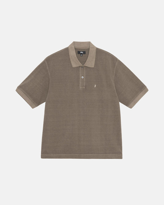 Stussy "Pigment Dyed Pique Polo" M - Taupe