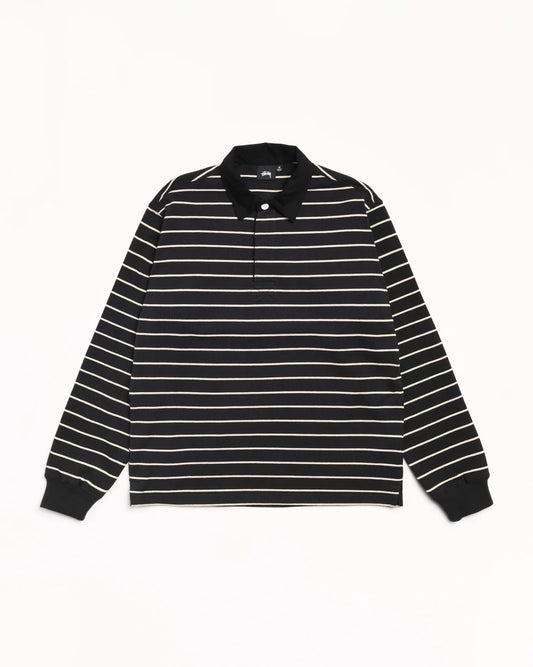 Stussy "Striped Rugby Shirt" Mens - Black