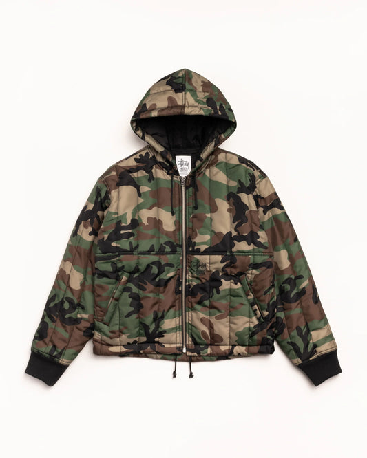 Stussy "Quilted Nylon Work Jacket" M - Woodland Camo
