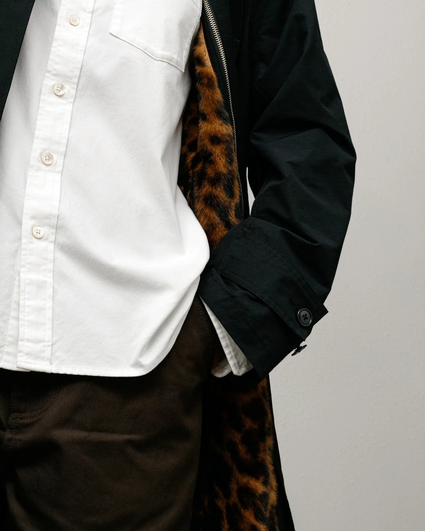 Stussy "All Season Trench" M - Black / Leopard