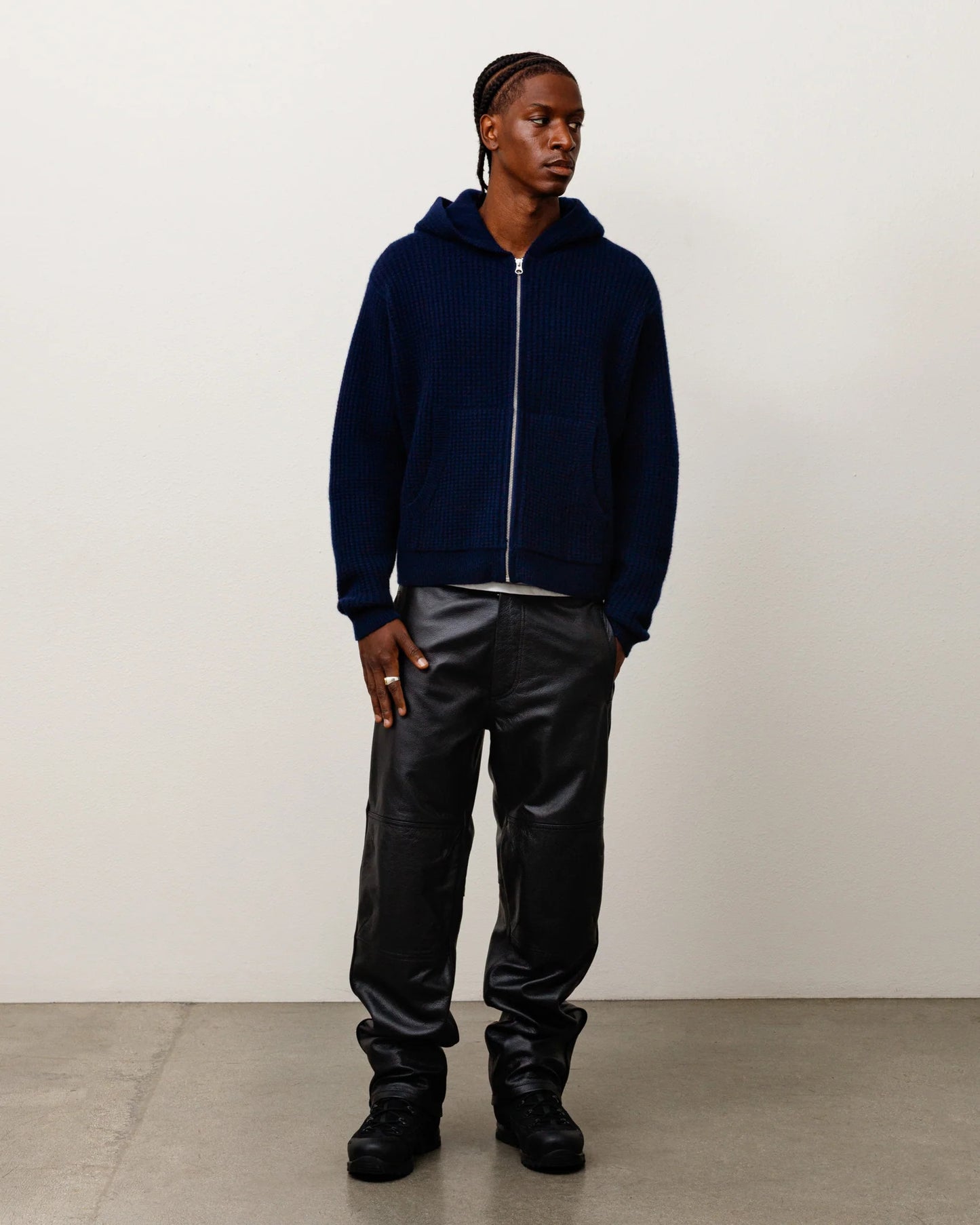 Stussy "Waffle Cashmere Zip" Mens - Deep Navy