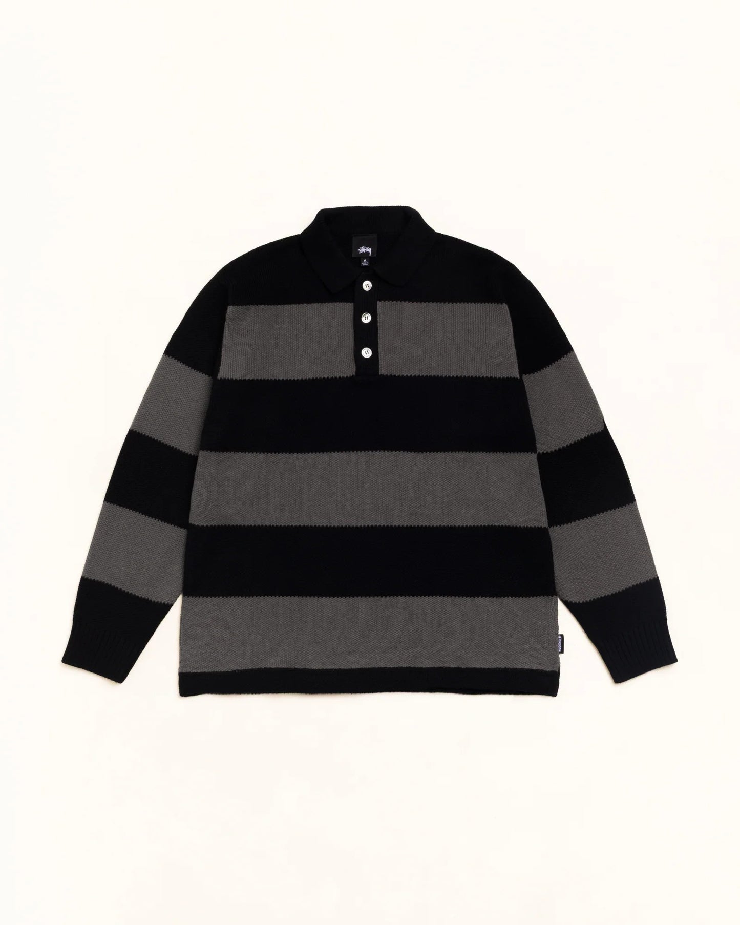 Stussy "Pique Knit Stripe Rugby" Mens - Black