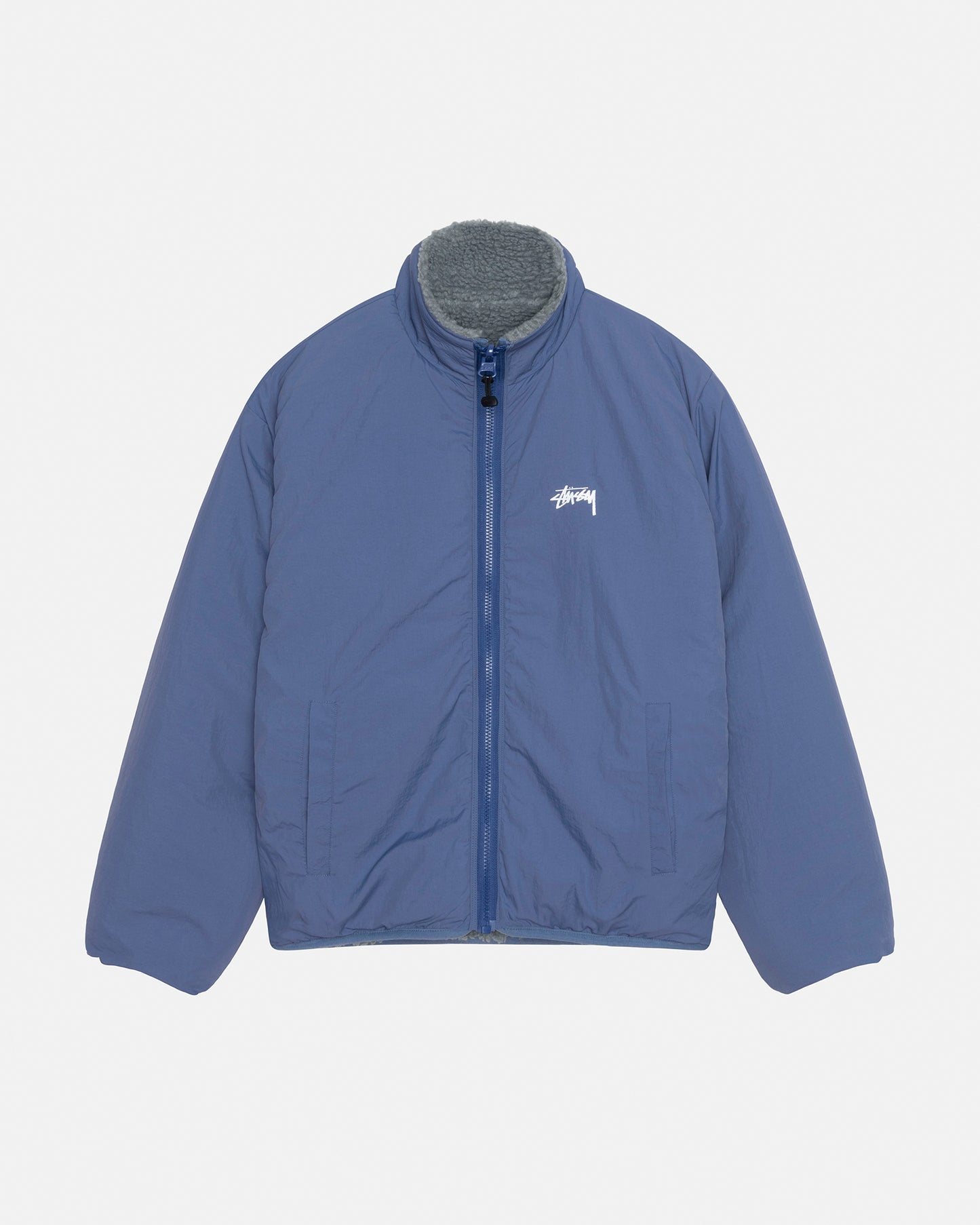 Stussy "Sherpa Reversible Jacket" Mens - Bluestone