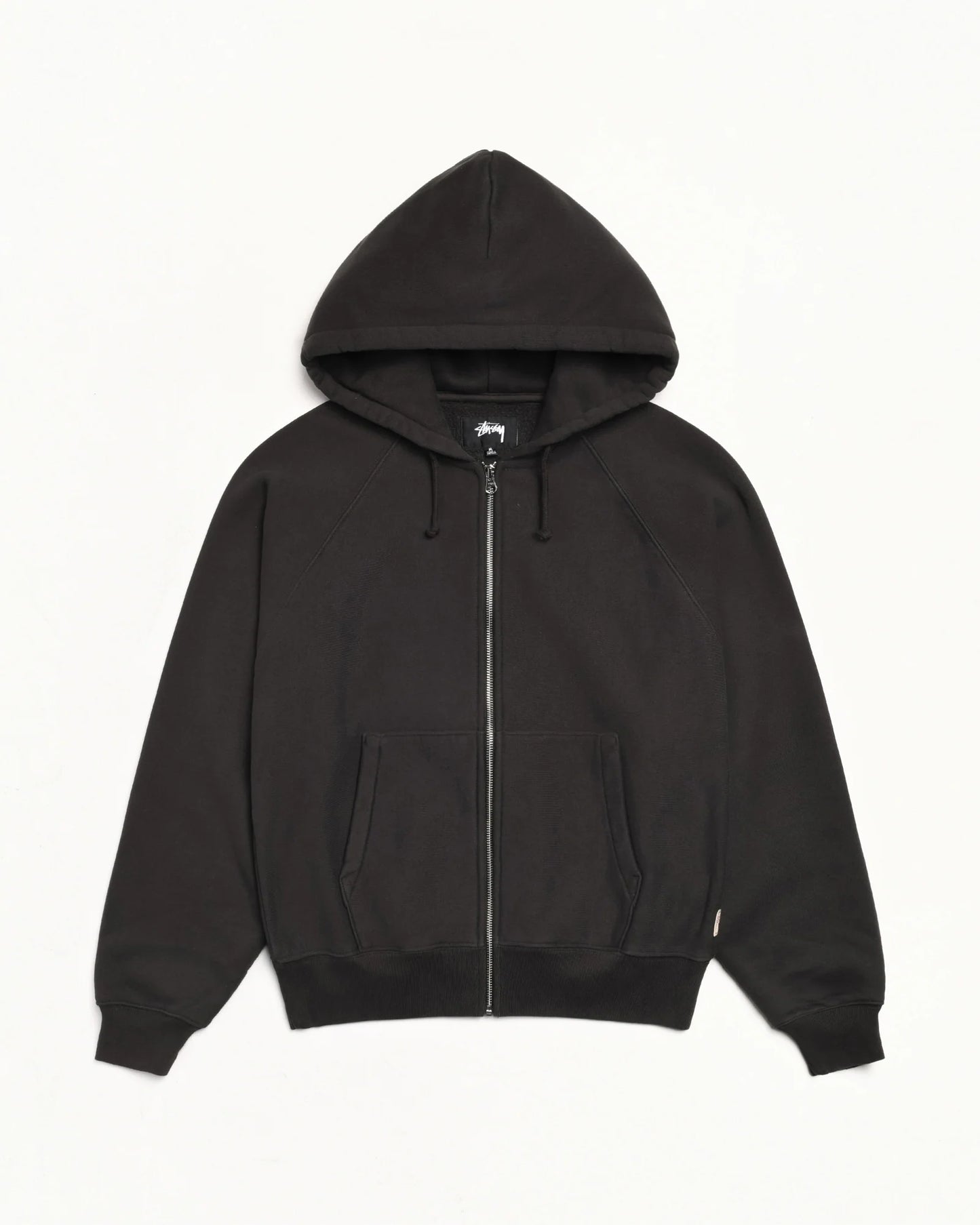 Stussy "Raglan Zip Hoodie" M - Washed Black
