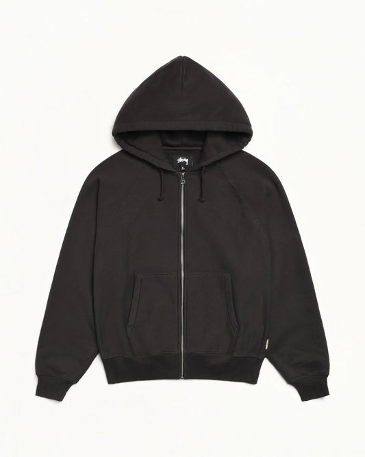 Stussy "Raglan Zip Hoodie" M - Washed Black