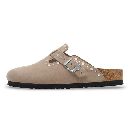 Birkenstock "Boston Rivet Border" Womens - Taupe (Narrow Fit)