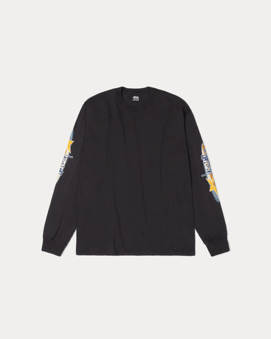 Stussy "Two Star Pig. Dyed LS Tee" M - Faded Black