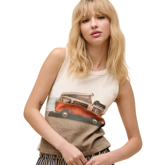Daydreamer "Beach Camper Shrunken Tank" Womens - Dirty White