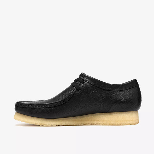 Clarks "Wallabee" Mens - Black Leather Embossed