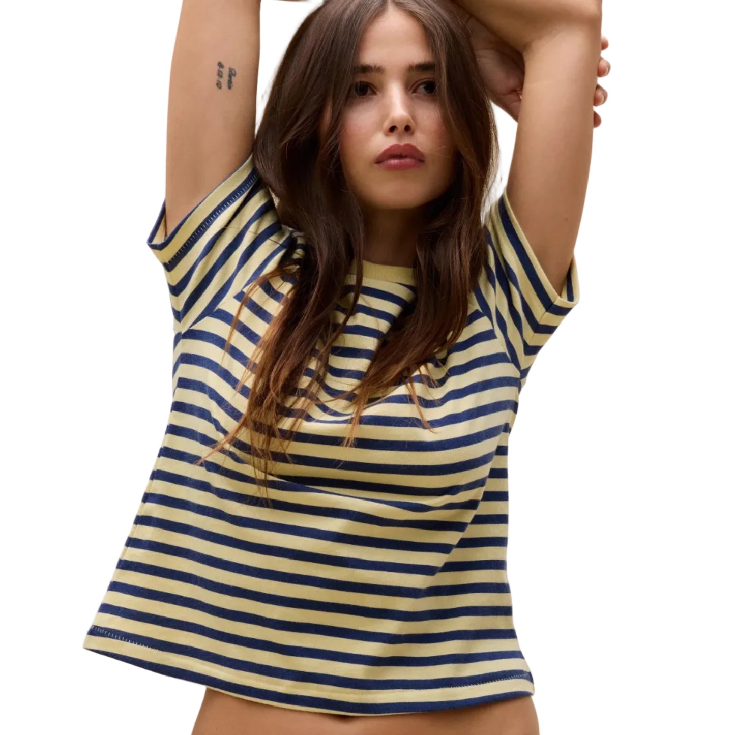 Daydreamer "Stripe Vintage Tee" Womens - Yellow Mist Stripe