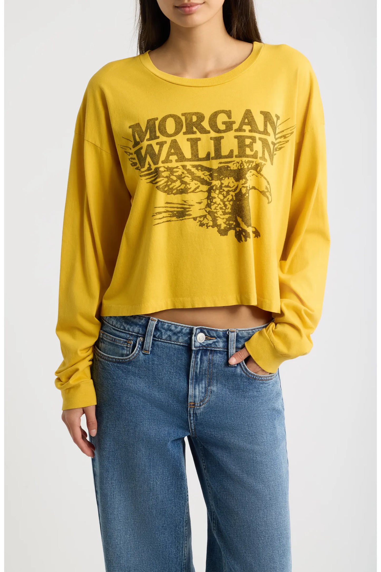 Daydreamer "Morgan Wallen Eagle Graphic Long Sleeve Tee" Womens - Yellow Honey