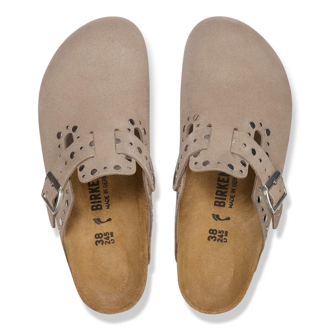 Birkenstock "Boston Rivet Border" Womens - Taupe (Narrow Fit)