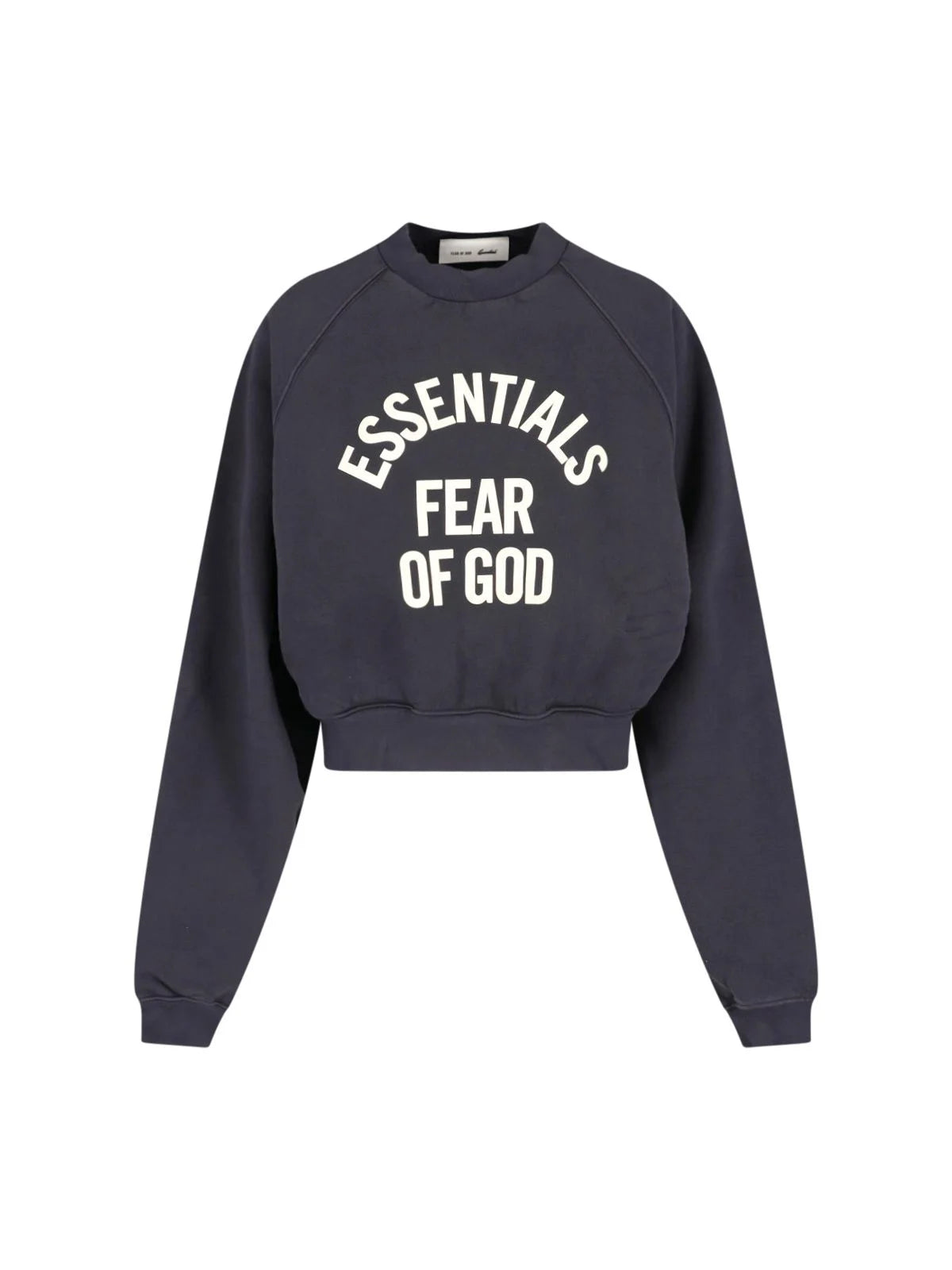 Fear of God Essentials "Campus 90'S Cropped Raglan Crewneck" Womens- Faded Black