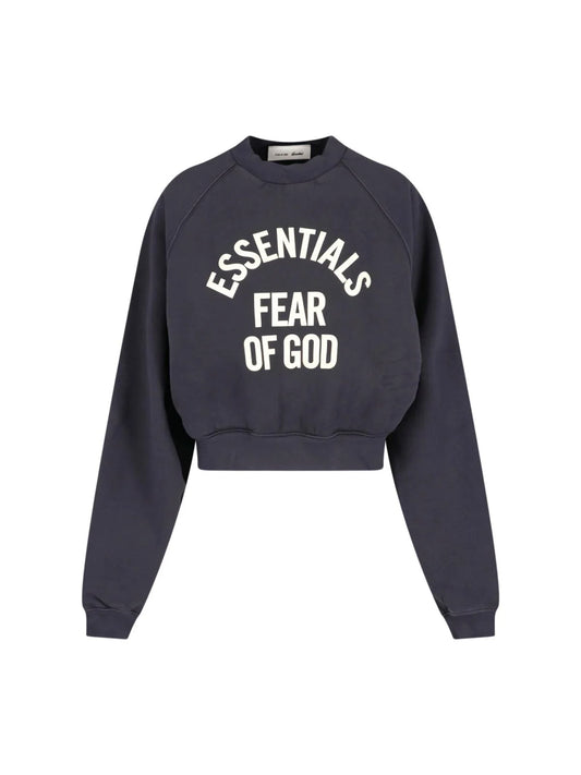 Fear of God Essentials "Campus 90'S Cropped Raglan Crewneck" Womens- Faded Black