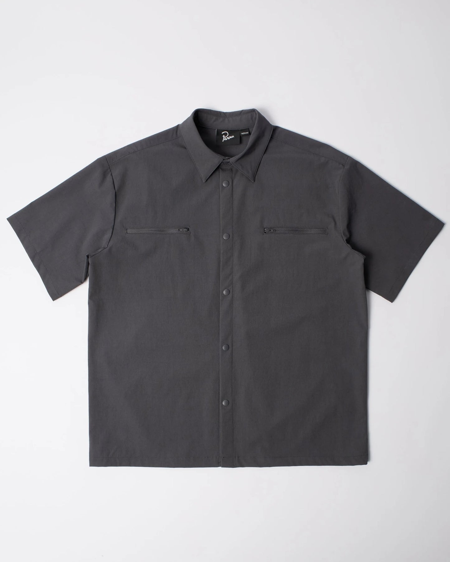 Parra "Hardly Hiked Ripstop Short Sleeve Shirt" Mens - Grey