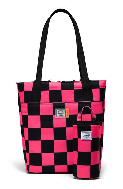 Herschel "Insulated Alexander Zip Tote Small" - Large Check Neon Pink / Black