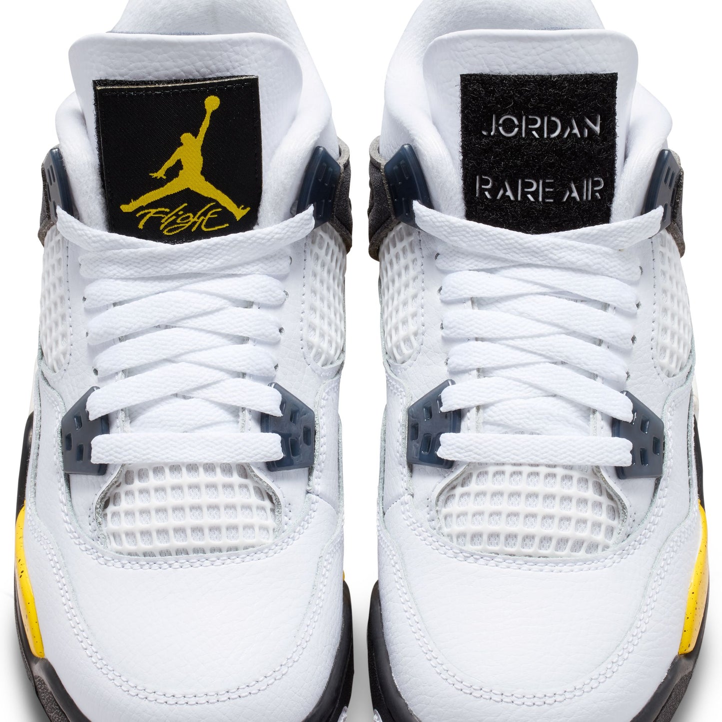 Air Jordan "4 Retro" Grade School - White / Tour Yellow / Dark Blue Grey