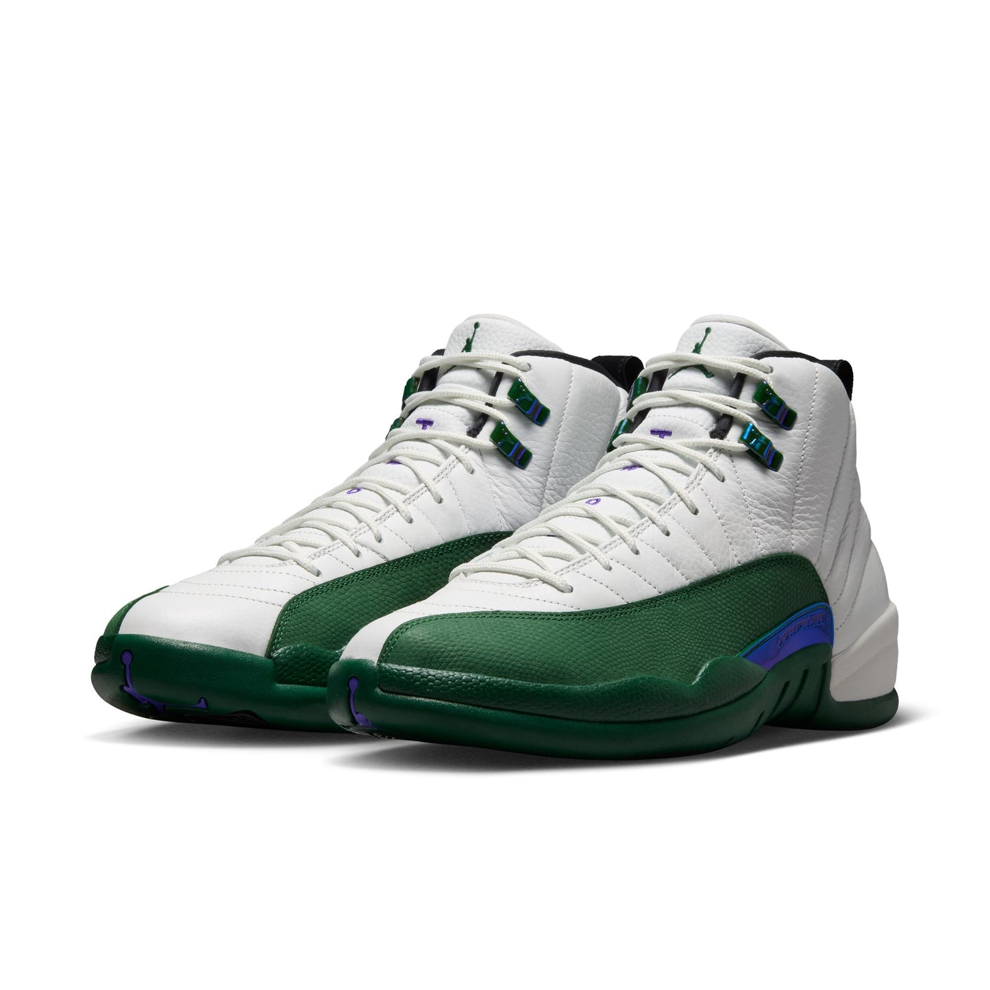 Air Jordan "Retro 12" Mens - Summit White / Gorge Green - Fierce Purple