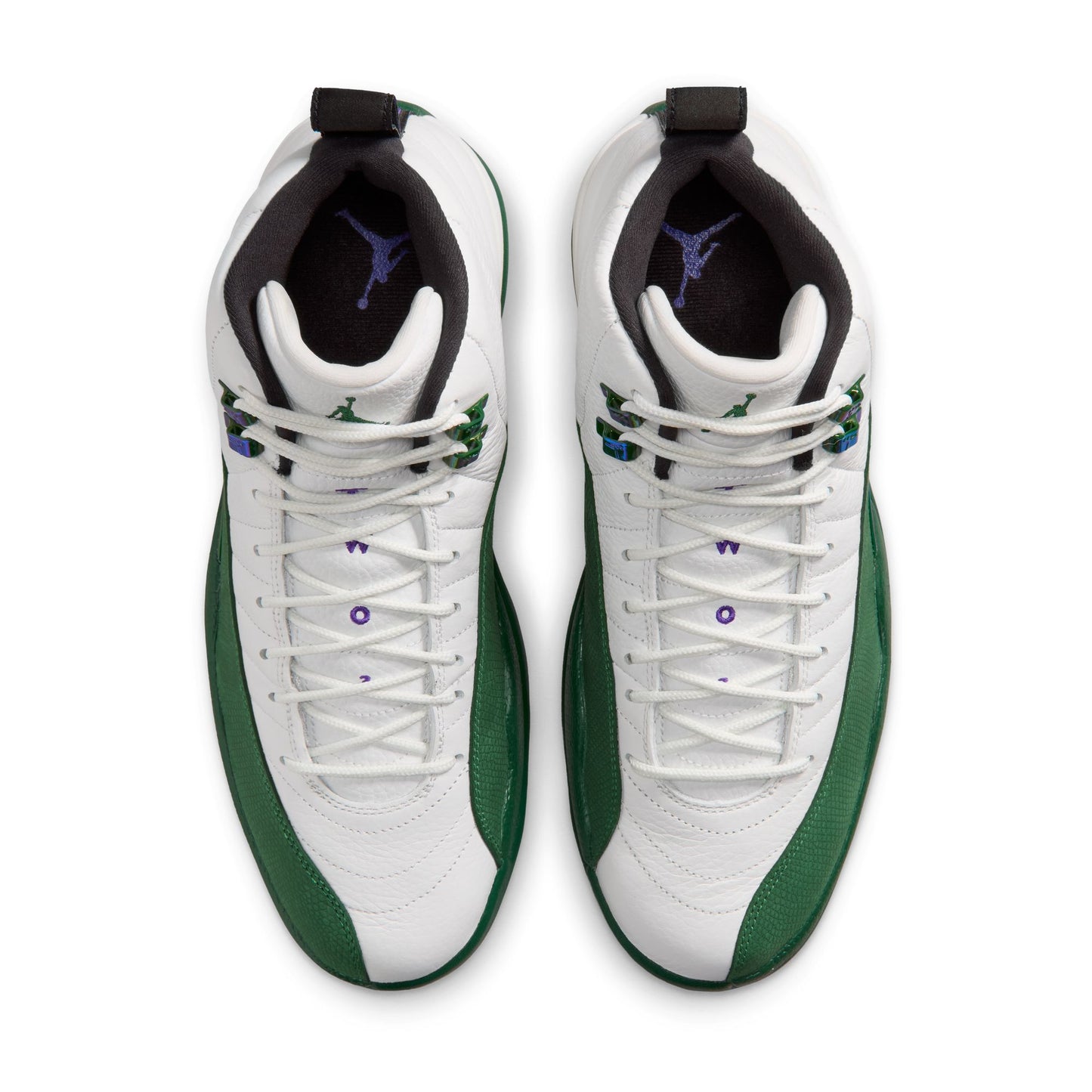 Air Jordan "Retro 12" Mens - Summit White / Gorge Green - Fierce Purple