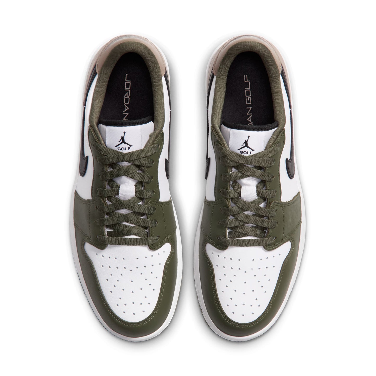 Air Jordan "1 Low Golf" Mens - White / Black / Medium Olive / Khaki