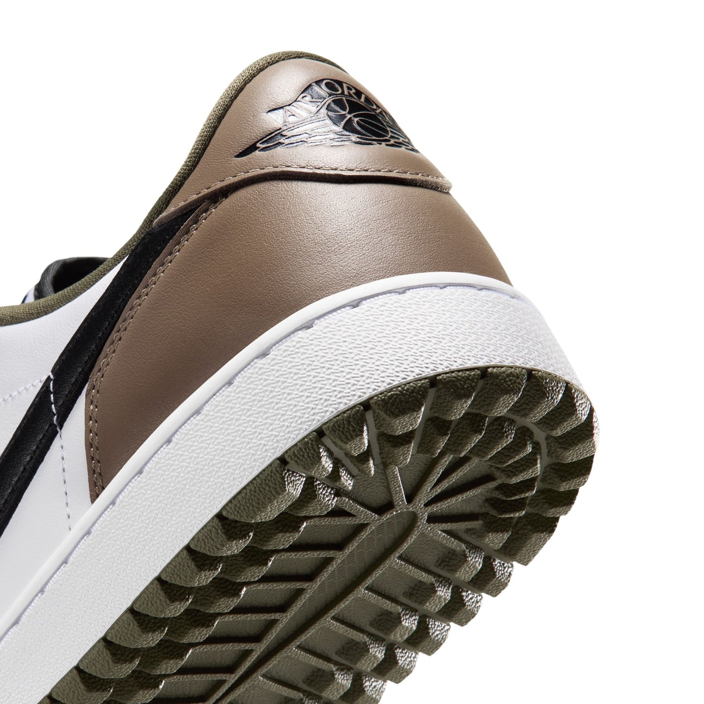 Air Jordan "1 Low Golf" Mens - White / Black / Medium Olive / Khaki