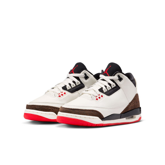 Air Jordan "3 Retro" Grade School - Sail / Black / University Red