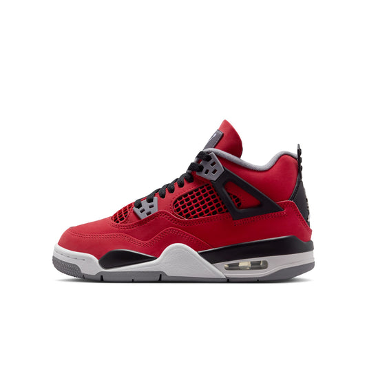 Air Jordan "4 Retro" Grade School - Fire Red / White - Black