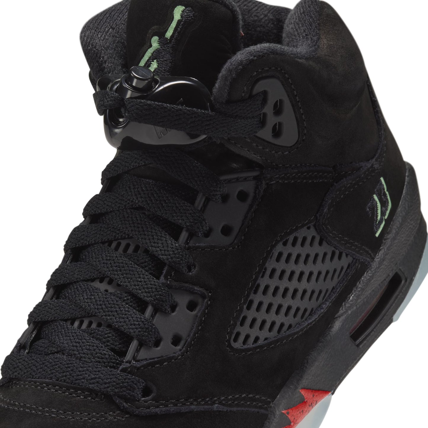 Air Jordan "5 Retro OG" Grade School - Black / Black / Picante Red
