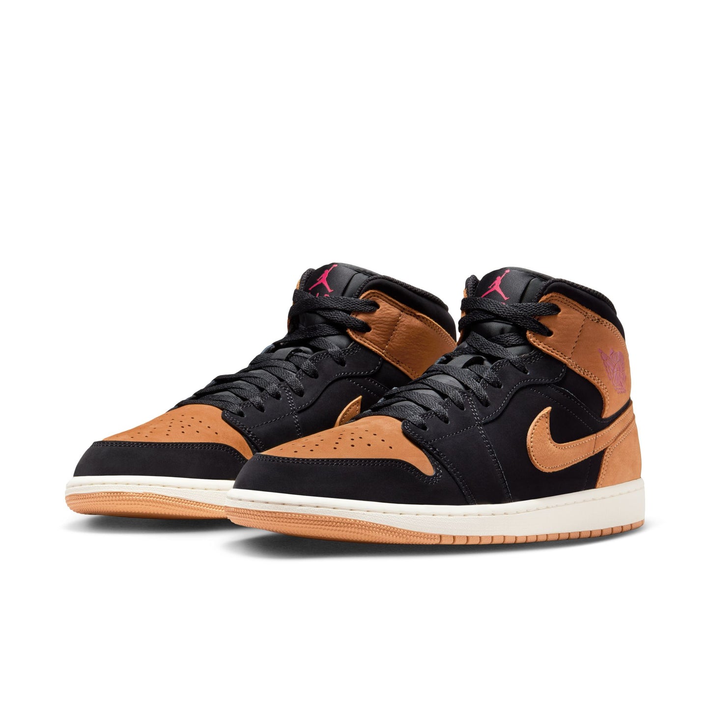 Air Jordan "1 Mid SE" M - Black / Flax - Varsity Red-Sail
