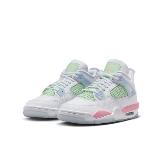 Air Jordan "4 Retro Valentine's Day" Grade School - White / Medium Soft Pink / Half Blue