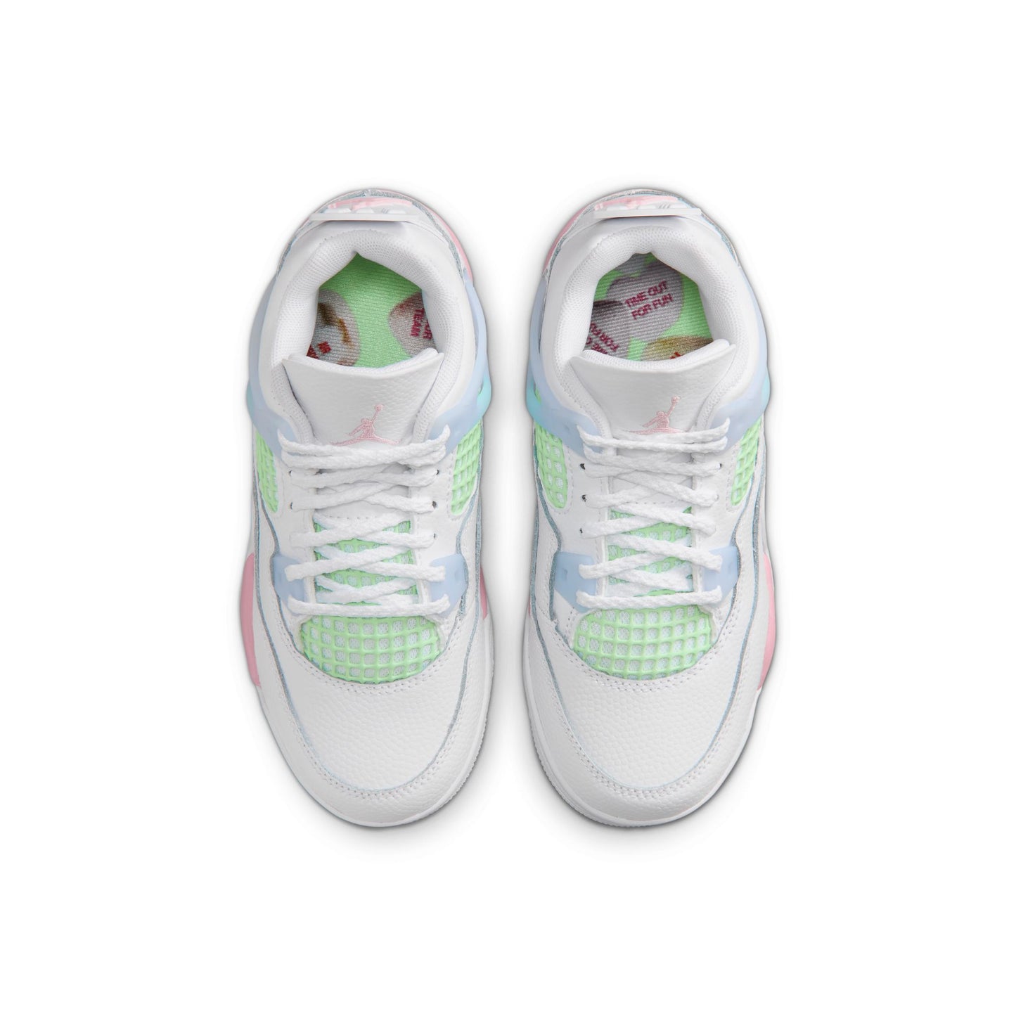 Air Jordan "4 Retro" Preschool - White / Med Soft Pink / Half Blue