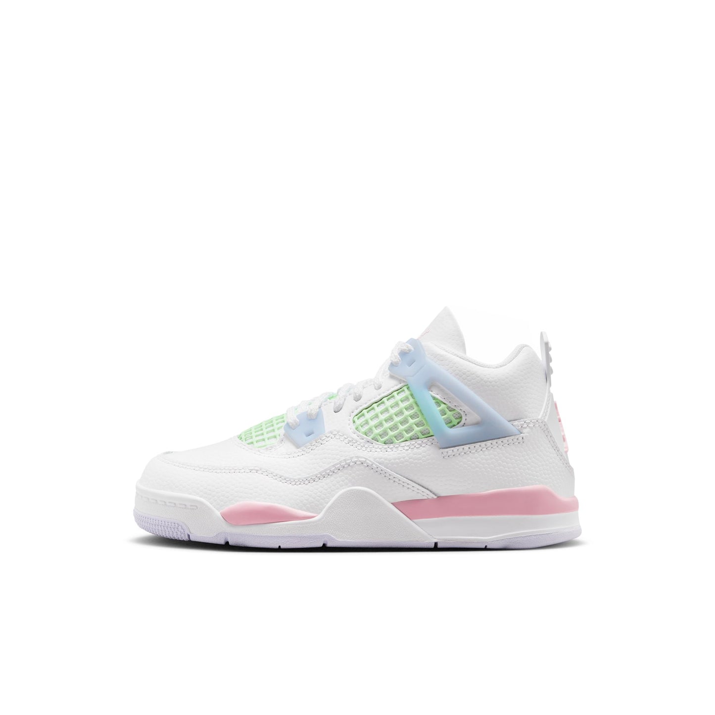 Air Jordan "4 Retro" Preschool - White / Med Soft Pink / Half Blue