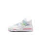Air Jordan "4 Retro" Preschool - White / Med Soft Pink / Half Blue