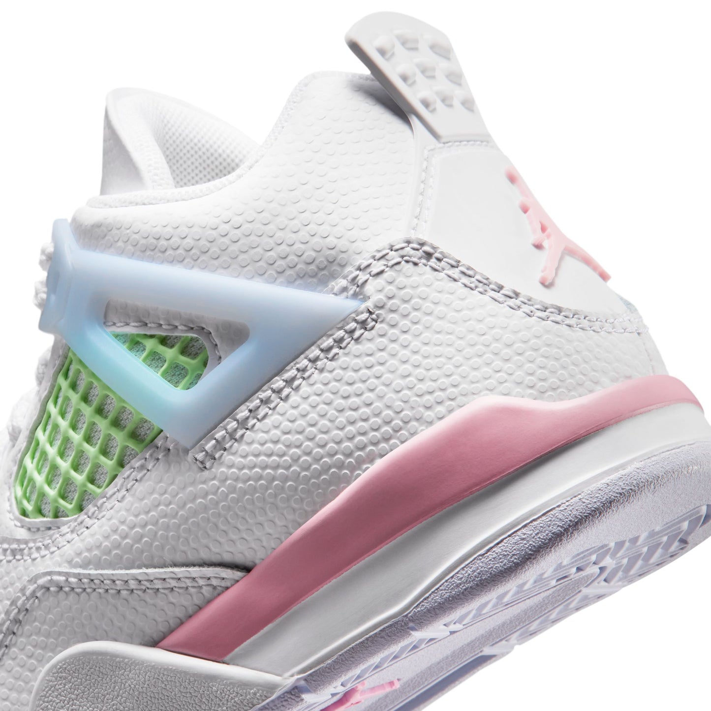 Air Jordan "4 Retro" Preschool - White / Med Soft Pink / Half Blue