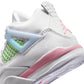 Air Jordan "4 Retro" Preschool - White / Med Soft Pink / Half Blue