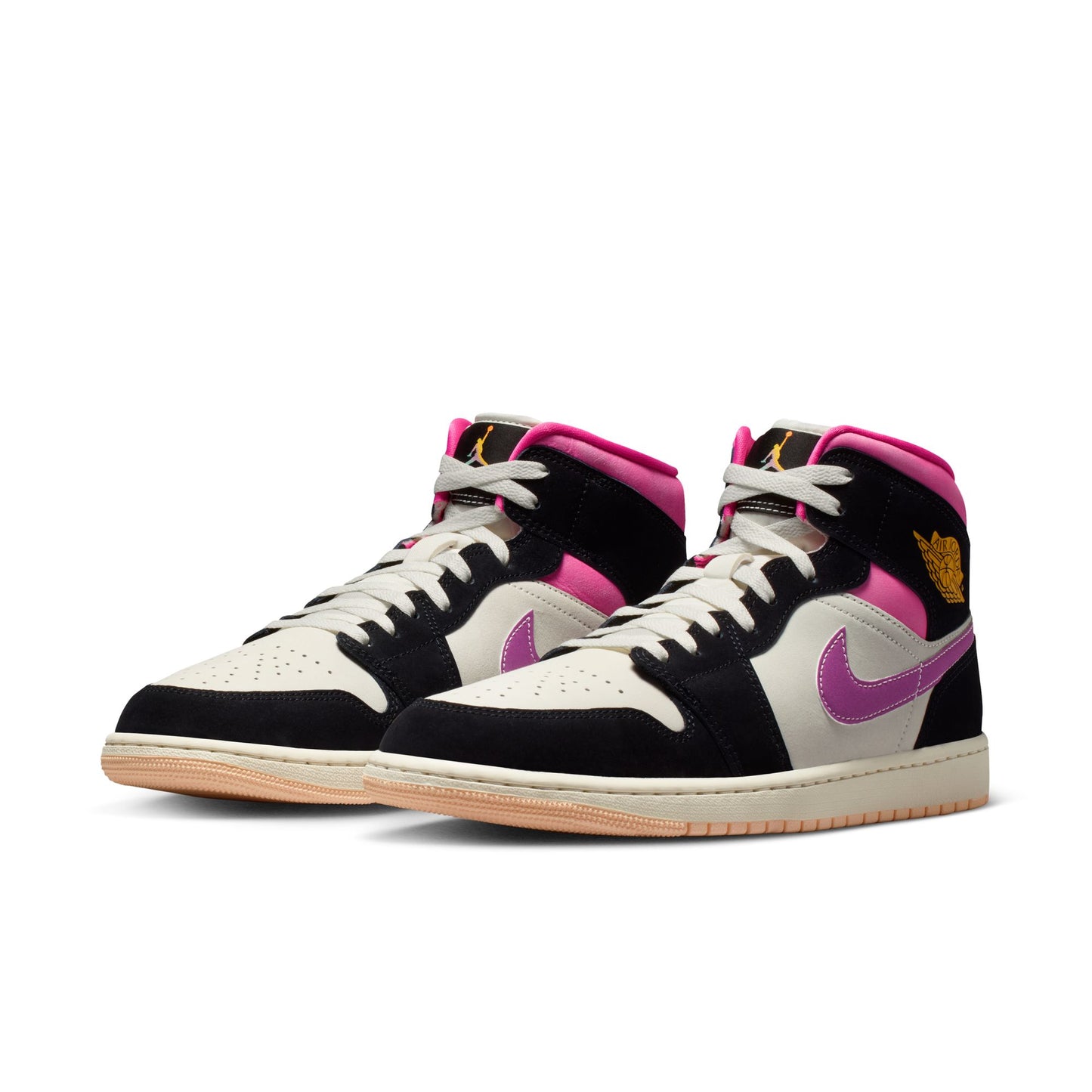 Air Jordan "1 Mid SE" Mens - Black / University Gold / Sail