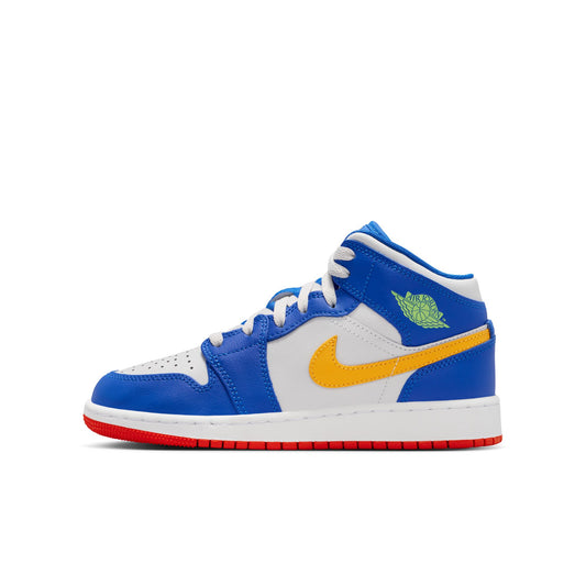 Air Jordan "1 Mid BG" GS - Racer Blue / Speed Red / Gold