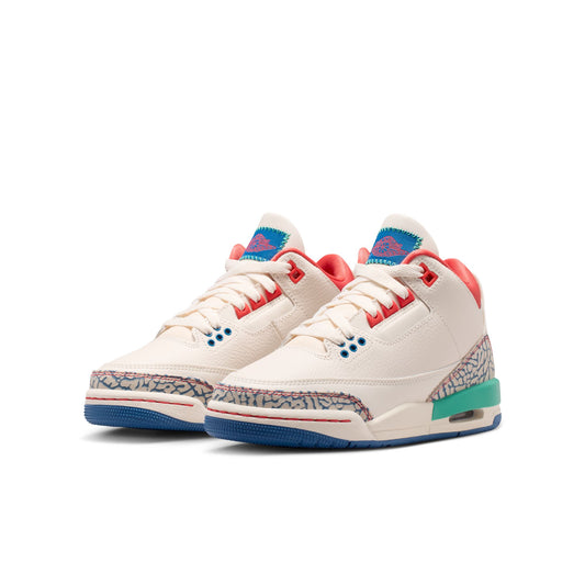 Air Jordan "3 Retro" Grade School - Chalk / Track Red / True Blue
