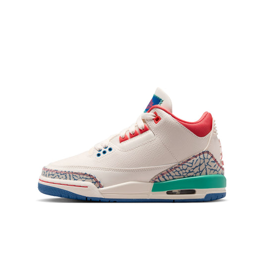 Air Jordan "3 Retro" Grade School - Chalk / Track Red / True Blue
